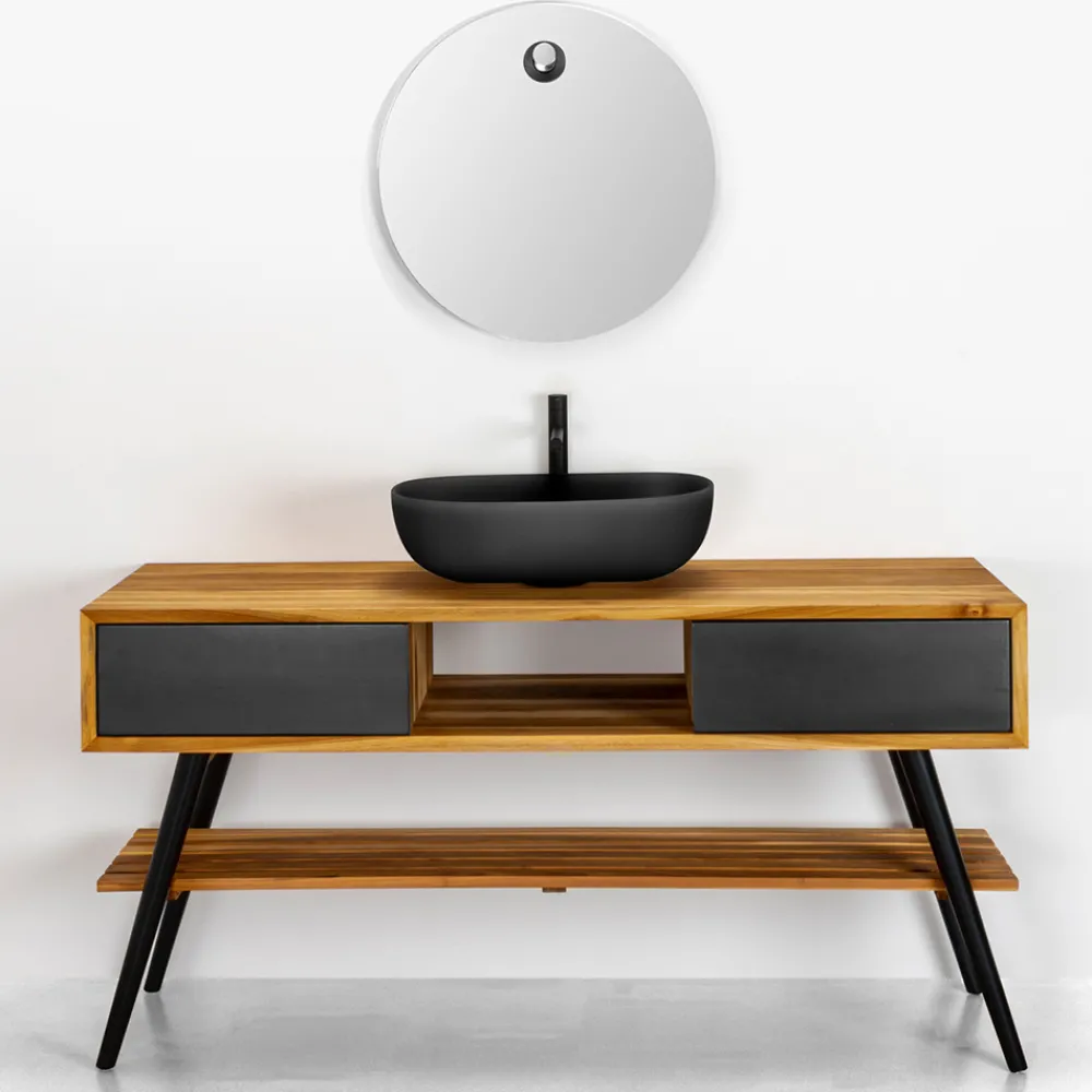 Viadurini Bathroom Badmöbel Stehend-Zusammensetzung von Badezimmermöbeln im Erdgeschoss, einschließlich Zubehör und Waschbecken - Georges