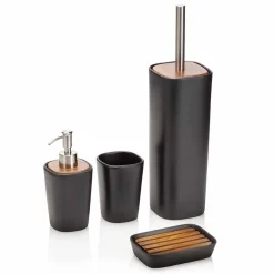 Viadurini Living Badzubehör-Zusammensetzung von Badzubehör aus Keramik, Holz und Metall - Semino