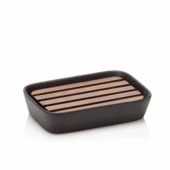 Viadurini Living Badzubehör-Zusammensetzung von Badzubehör aus Keramik, Holz und Metall - Semino