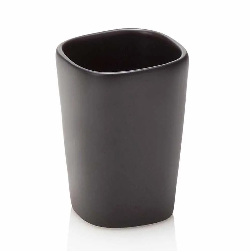 Viadurini Living Badzubehör-Zusammensetzung von Badzubehör aus Keramik, Holz und Metall - Semino