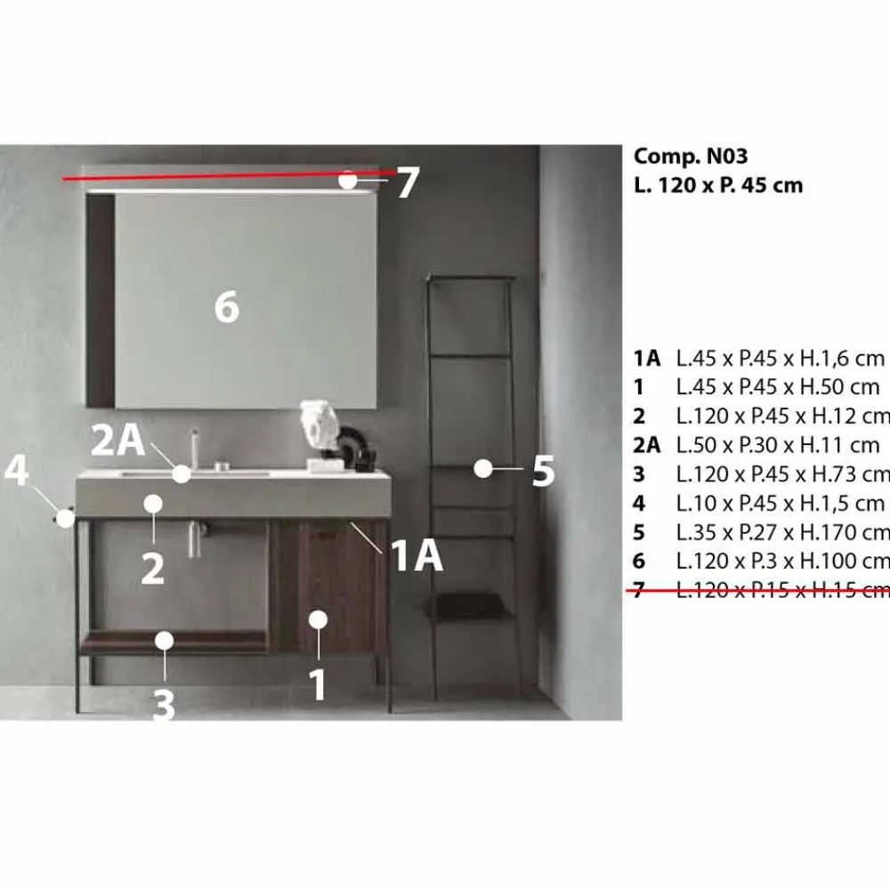 Viadurini Bathroom Badmöbel Stehend-Zusammensetzung von handgefertigten Möbeln für modernes Design Badezimmer auf dem Boden - Farart3