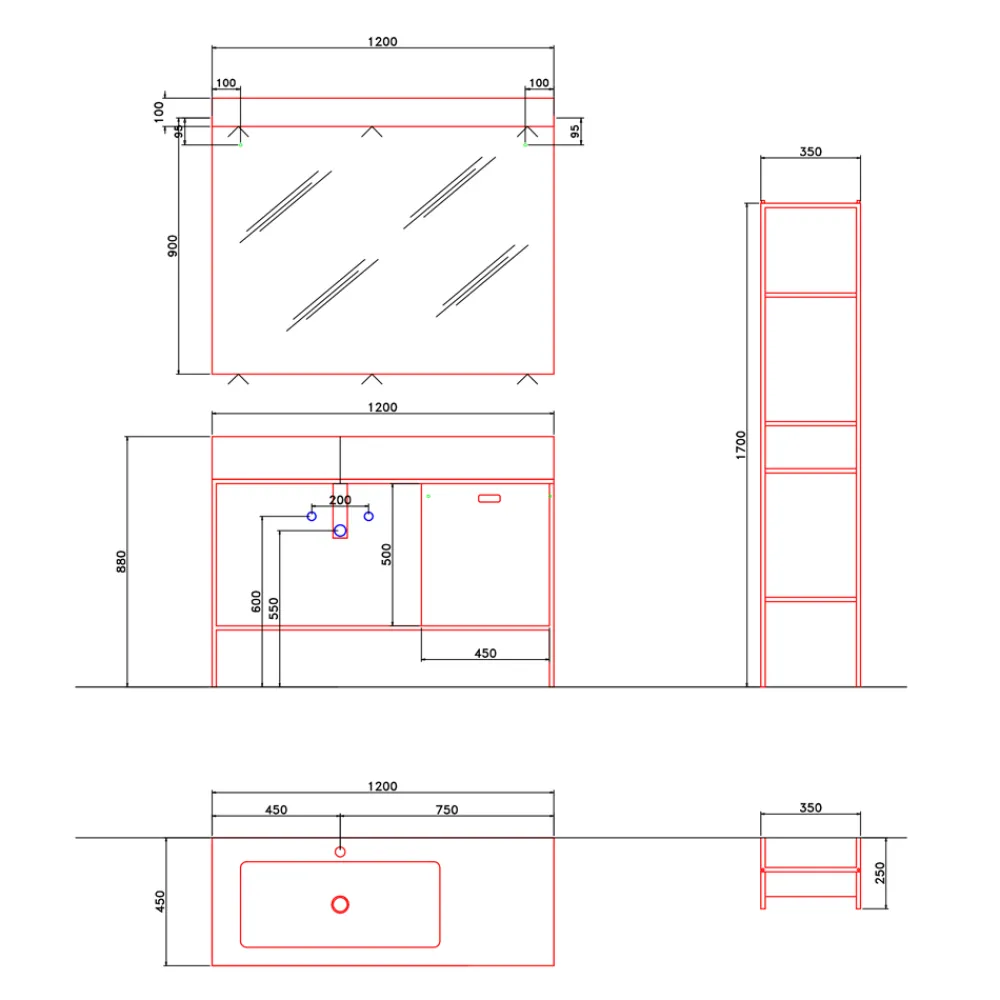Viadurini Bathroom Badmöbel Stehend-Zusammensetzung von handgefertigten Möbeln für modernes Design Badezimmer auf dem Boden - Farart3