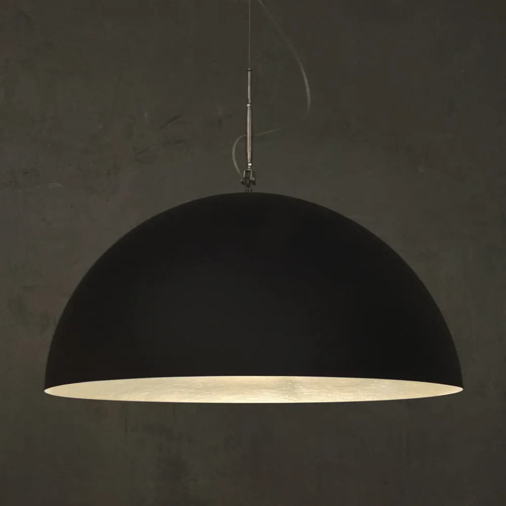 In-es.artdesign Moderne Pendelleuchten-Zweifarbiger Kronleuchter aus Laprene und Nebulite - Mezza Luna von