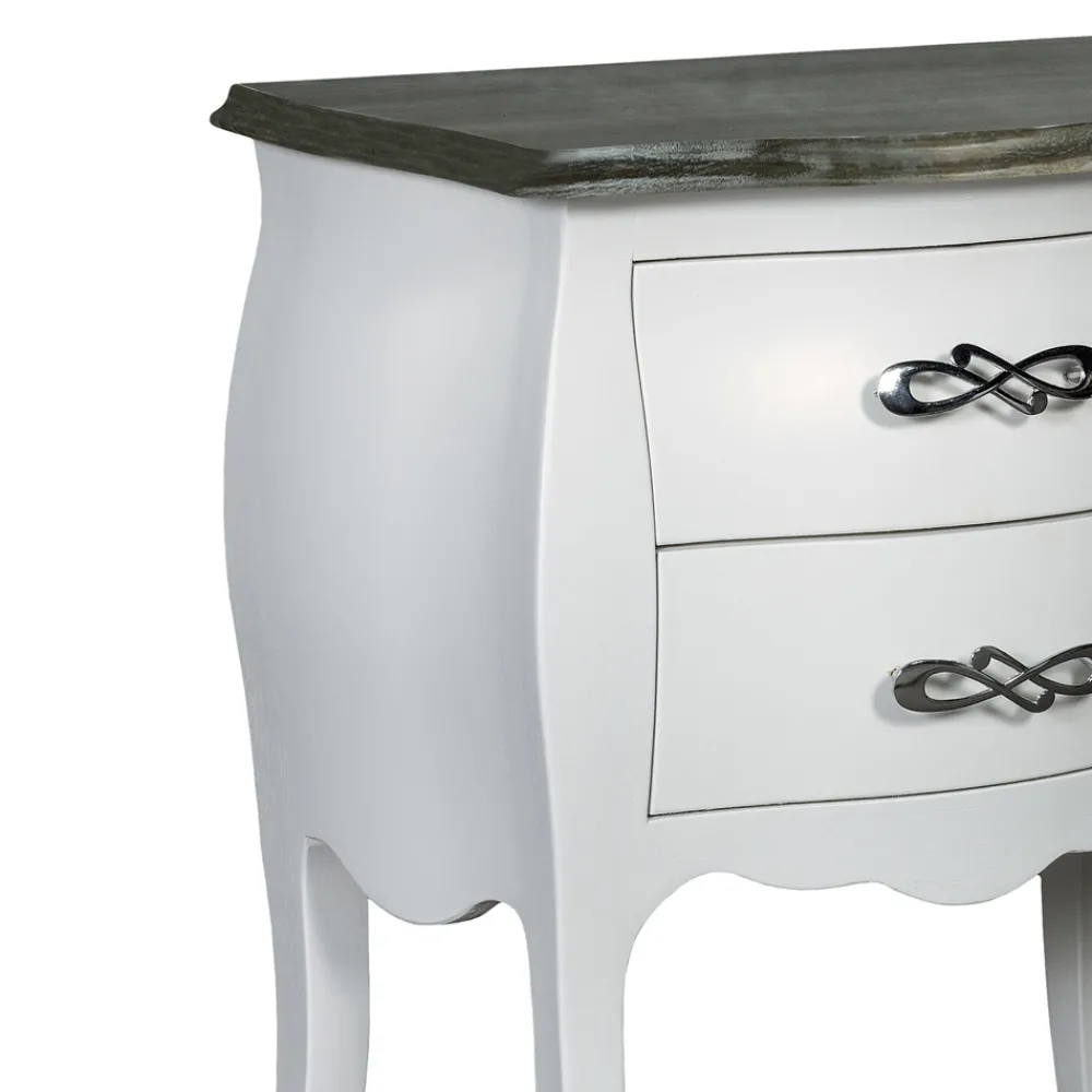 Viadurini Classic Nachttische-Zweifarbiger Nachttisch in Puder und abgenutztem Weiß, hergestellt in Italien – Mantis