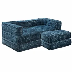 Viadurini Italian Sofas Moderne Sofas-Zweisitzer-Sofa, bezogen mit Ethno-Design. Farbiger Stoff - Faser