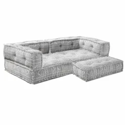 Viadurini Italian Sofas Moderne Sofas-Zweisitzer-Sofa, bezogen mit Ethno-Design. Farbiger Stoff - Faser