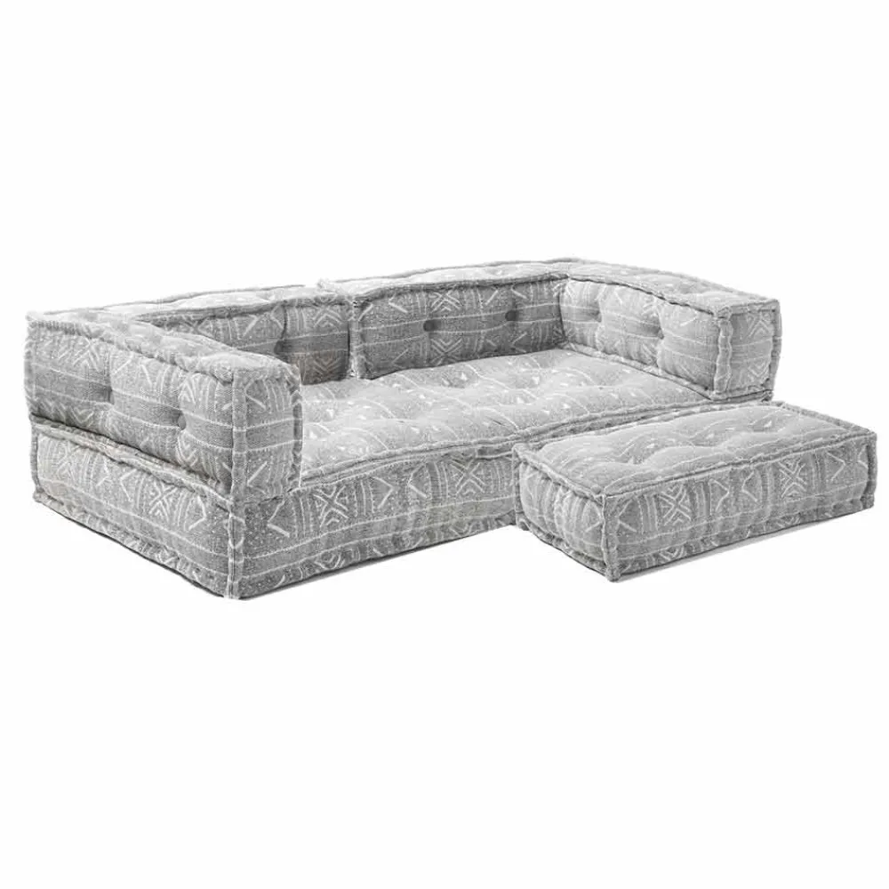 Viadurini Italian Sofas Moderne Sofas-Zweisitzer-Sofa, bezogen mit Ethno-Design. Farbiger Stoff - Faser