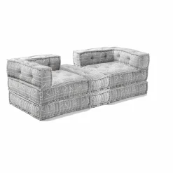 Viadurini Italian Sofas Moderne Sofas-Zweisitzer-Sofa, bezogen mit Ethno-Design. Farbiger Stoff - Faser