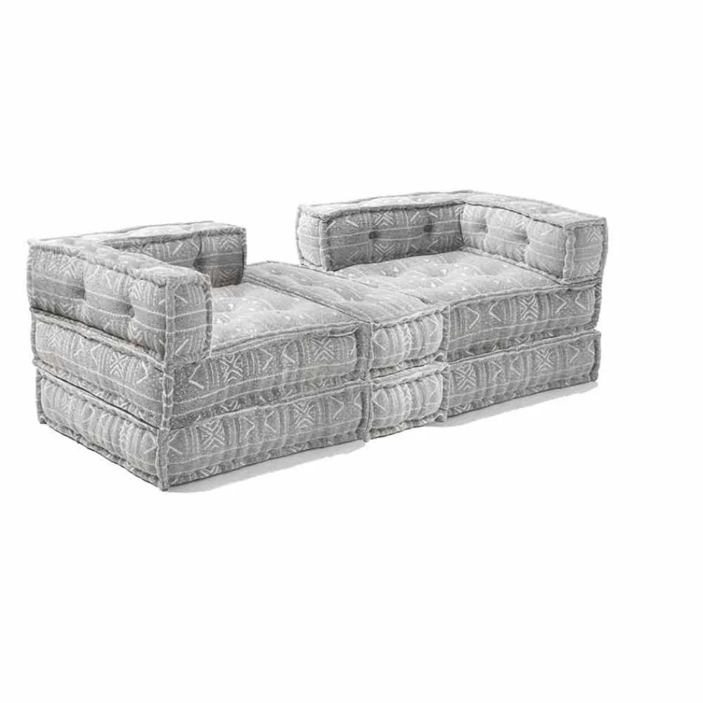 Viadurini Italian Sofas Moderne Sofas-Zweisitzer-Sofa, bezogen mit Ethno-Design. Farbiger Stoff - Faser
