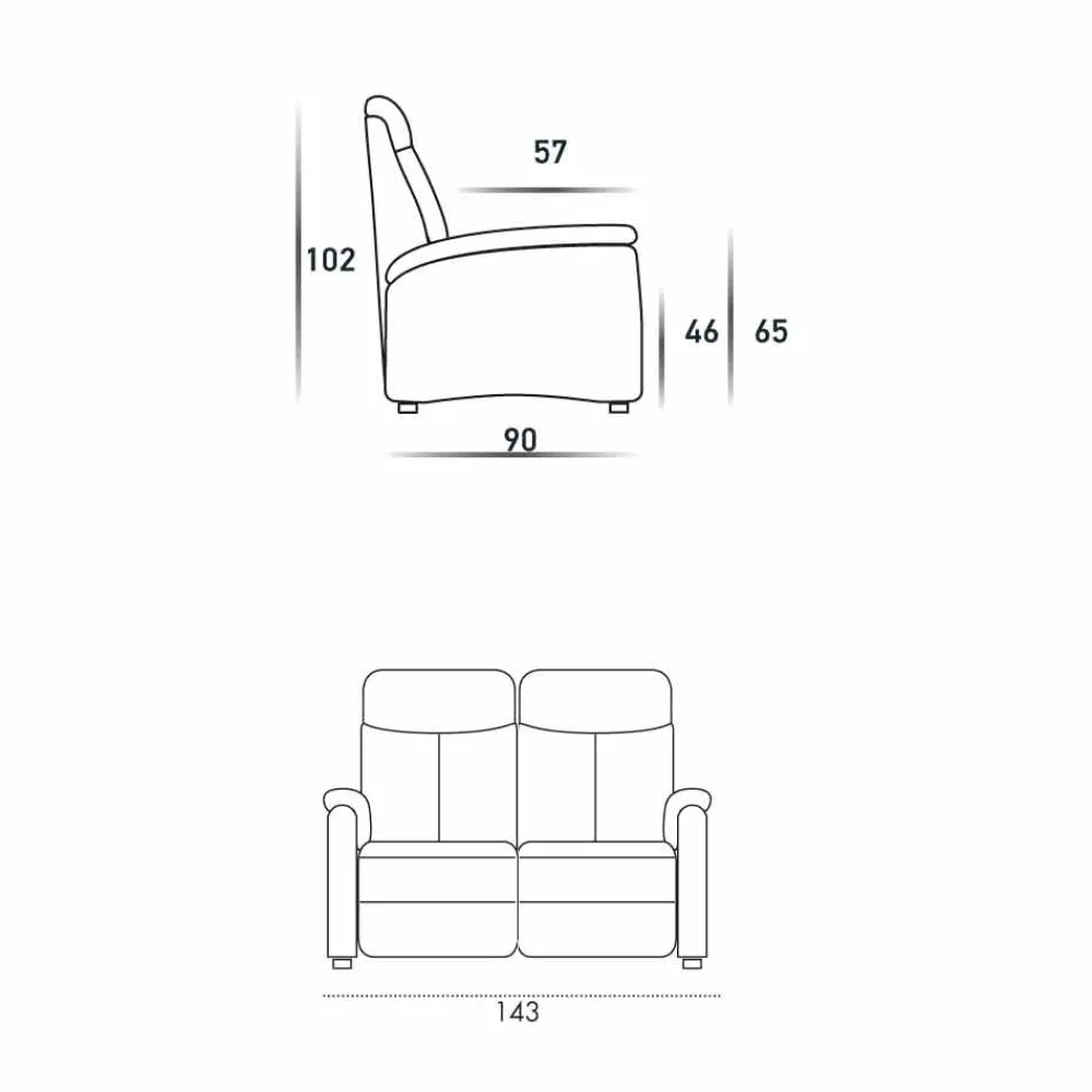 Stile Relax Moderne Sofas-Zweisitzer-Sofa modernes Design aus Leder/Kunstleder/Maulbeergewebe