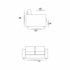 Stile Relax Moderne Sofas-Zweisitzer-Sofa modernes Design aus Kunstleder/Stoff made Italy Mora