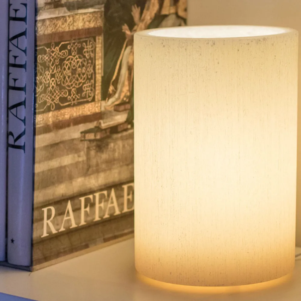 Viadurini Lighting Design Tischlampen-Zylindrischer Abat-Jour in Duftwachs Kratzeffekt Made in Italy - Donata