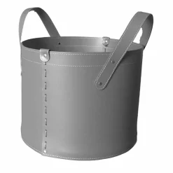 Firestyle Kaminholzständer Aus Leder Und Kunstleder-Zylindrischer Holzhalter aus regeneriertem Leder mit Tonda Rädern