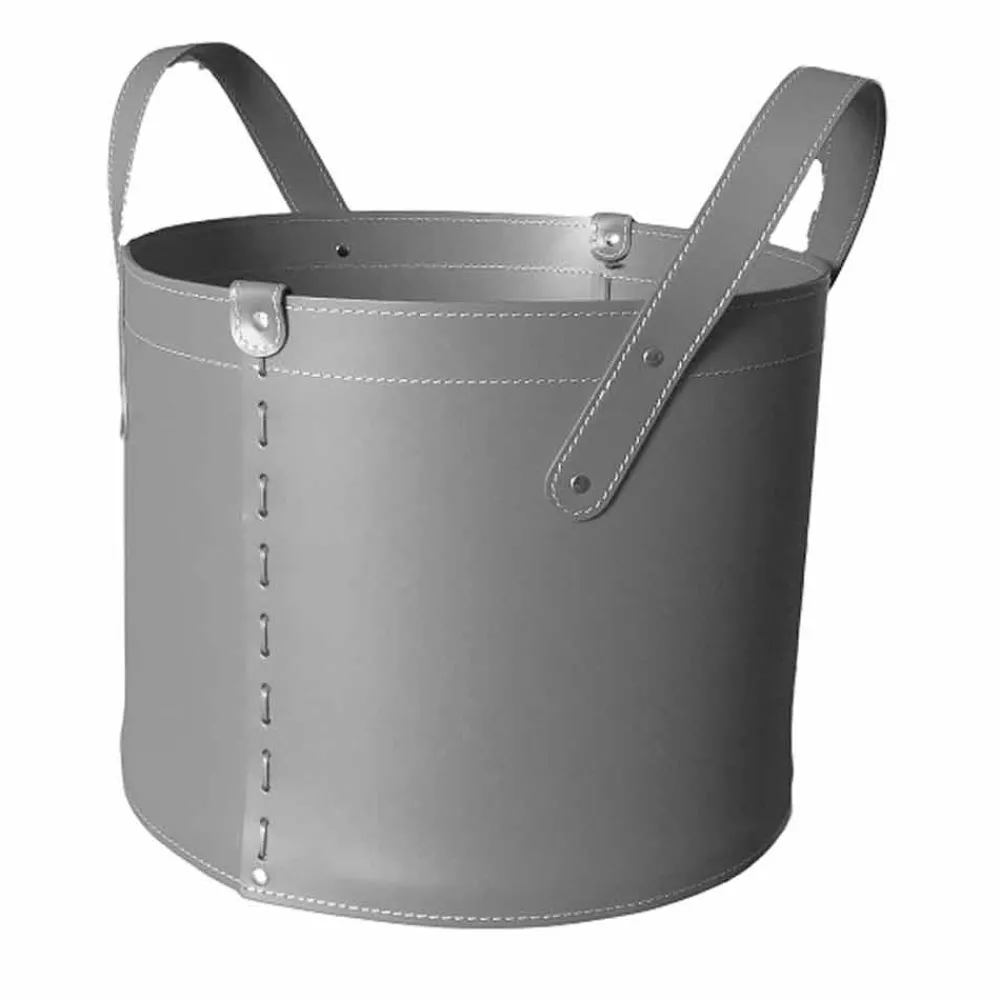 Firestyle Kaminholzständer Aus Leder Und Kunstleder-Zylindrischer Holzhalter aus regeneriertem Leder mit Tonda Rädern