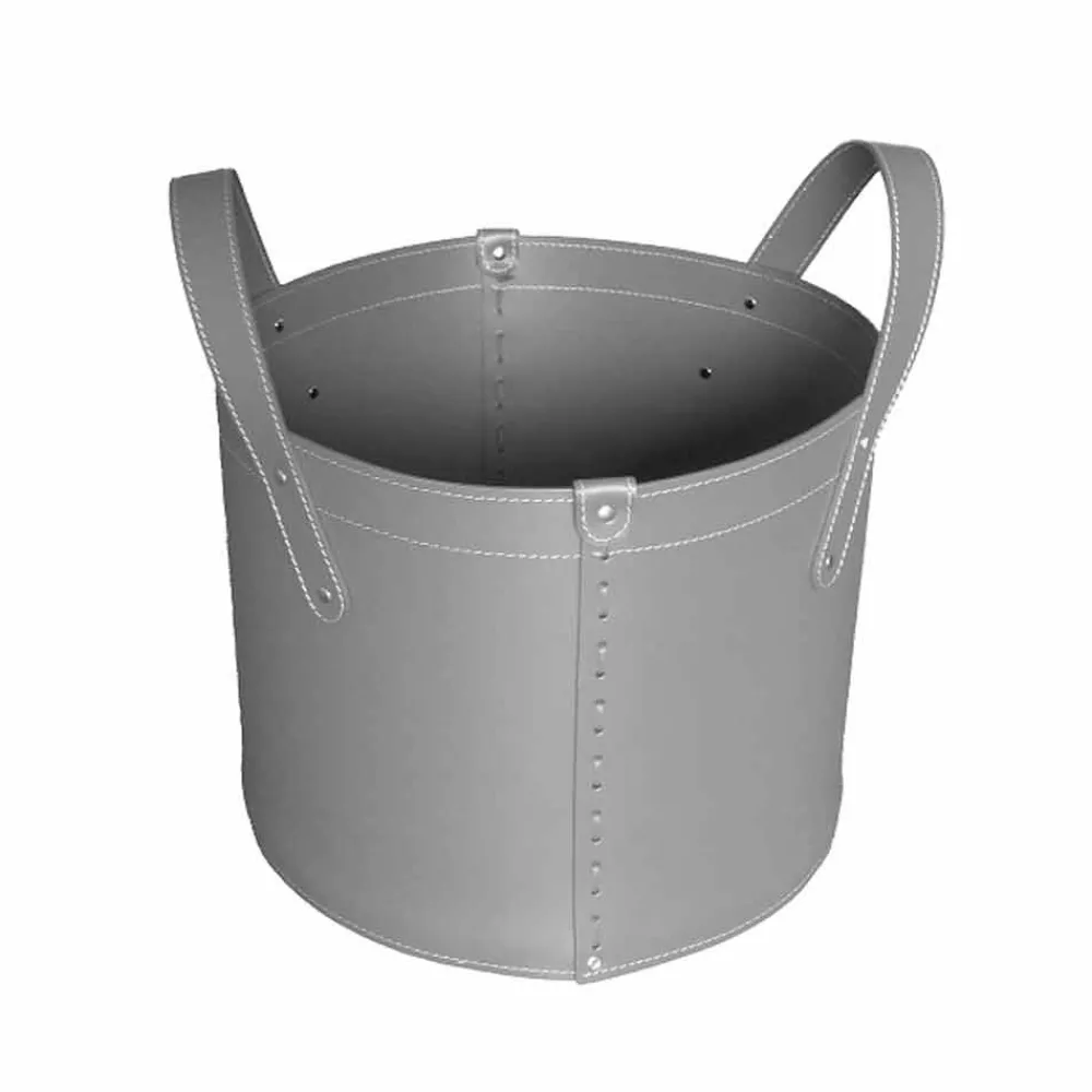 Firestyle Kaminholzständer Aus Leder Und Kunstleder-Zylindrischer Holzhalter aus regeneriertem Leder mit Tonda Rädern