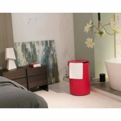 Limac Design Wäschekörbe-Zylindrischer Wäschekorb aus regeneriertem handgefertigtem Leder Roby